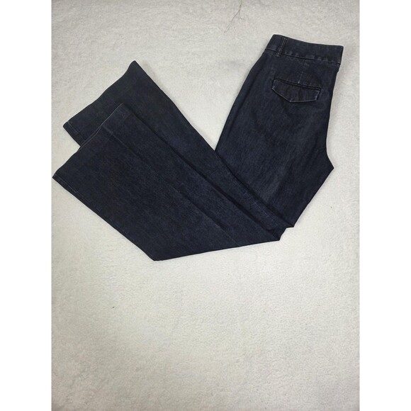 Y2k Womens Flare Jeans 8R Low Rise Dark Wash Bootcut Stretch Denim Casual Boho - Picture 2 of 11